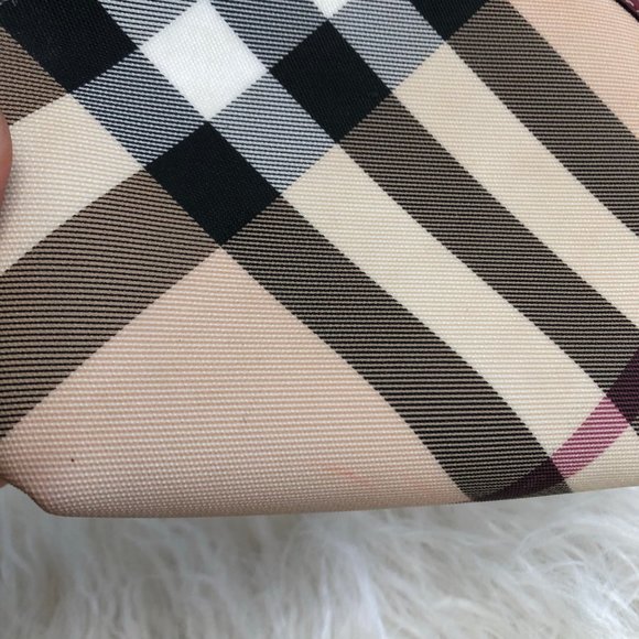 AUTH BURBERRY NOVA CHECK POUCH COSMETIC ROUND BAG - Picture 4 of 10